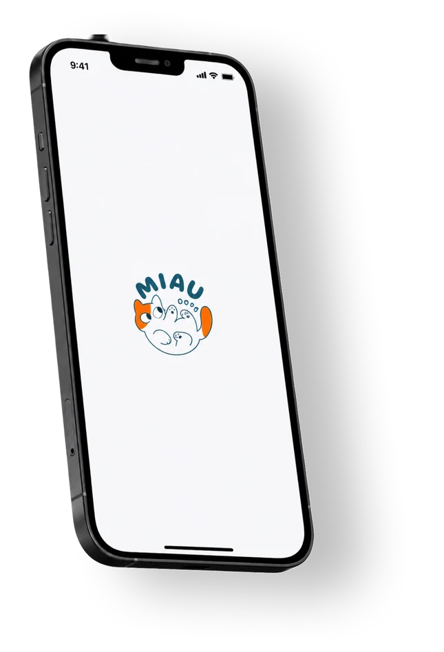 Tela de abertura do app Miaudote com o logo